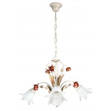 LAMPADARIO ROSE ROSSE AVORIO 3XE14 71CM - Fan Europe - ROSE/3