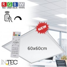 PANNELLO LED BIANCO 40W 3000LM RGBW CON TELECOMANDO 59,5X59,5CM - Intec - LED-PANEL-60X60-RGBW