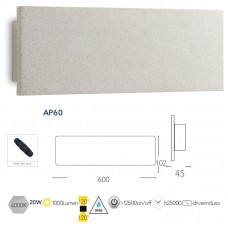 APPLIQUE LED PARKER CEMENTO BIANCO 20W 1000LM 4000K IP65 60X10,2X4,5CM - Intec - LED-PARKER-AP60