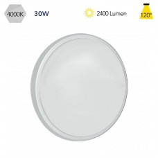PLAFONIERA LED EVER SILVER 30W 2400LM 4000K IP65 CON SENSORE 30X7,8CM - Intec - LED-EVER-XL-MW SIL