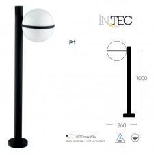 PALETTO ORBIT NERO 1XE27 IP44 100X26CM - Intec - LANT-ORBIT/P1