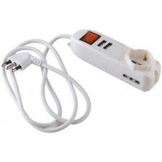 MULTIPRESA 1 SCHUKO, 2 BIPASSO E 2 USB 2.1A CON INTERRUTTORE E CAVO 1,5M CON SPINA - Intec - I-POWER-SC-BP2-USB2