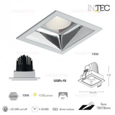 INCASSO LED LANDER BIANCO/CROMO 15W 1725LM 4000K CRI90 8,6X8,6X10,8CM - Intec - INC-LANDER-Q15 BCO