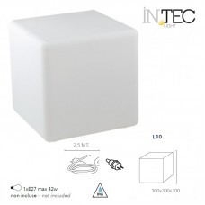 LUME DA GIARDINO GECO BIANCO 1XE27 IP65 30X30X30CM CAVO 250CM - Intec - I-GECO-CUBO-E-L30