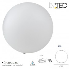 LUME DA GIARDINO GECO BIANCO 1XE27 IP65 50CM CAVO 250CM - Intec - I-GECO-SFERA-E-L50