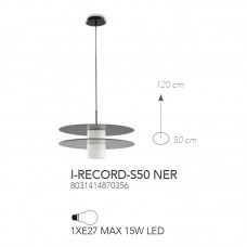 SOSPENSIONE RECORD NERO 1XE27 50CM - Fan Europe - I-RECORD-S50 NER