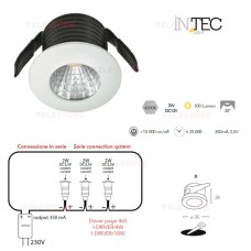 INCASSO LED SIRIO NERO 2W 100LM 4000K 3,5X2,6CM - Intec - INC-SIRIO-R2 NER