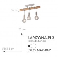 PLAFONIERA ARIZONA BIANCO 3XE27 55X25X5,5CM - Fan Europe - I-ARIZONA-PL3