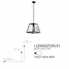 SOSPENSIONE LEXINGTON NERO 1XE27 30X27X30CM - Fan Europe - I-LEXINGTON-S1